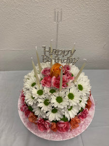 HAPPY BIRTHDAY FLORAL CAKE